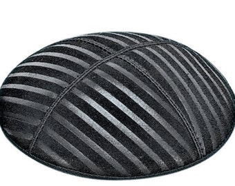 Set of 12 Blind Embossed Wide Lines Suede Kippah (Many Colors) Jewish Skull Cap for Wedding, Bar or Bat Mitzvah, Bris, with Personalization