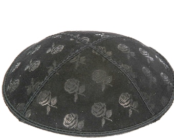 Set of 12 Blind Embossed Roses Suede Kippah (Many Colors) Jewish Skull Cap for Wedding, Bar or Bat Mitzvah, Bris, with Personalization