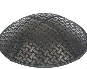 Set of 12 Blind Embossed Chain Link Suede Kippah (Many Colors) Jewish Skull Cap for Wedding, Bar or Bat Mitzvah, Bris, with Personalization