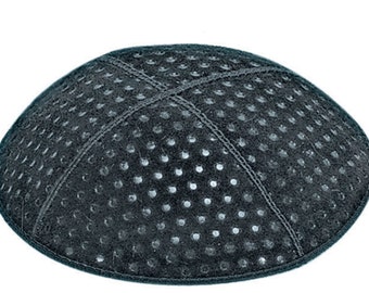 Set of 12 Blind Embossed Pin Dots Suede Kippah (Many Colors) Jewish Skull Cap for Wedding, Bar or Bat Mitzvah, Bris, w/ Personalization