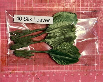 Silk rose leaves for garlands, flower crowns, boutonnière, weddings, table decorations.