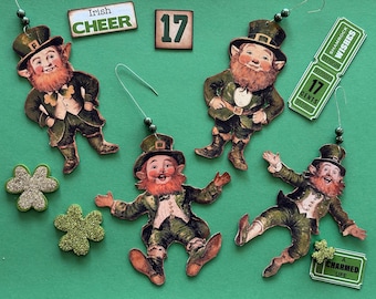 St. Patrick's Day Ornament, St. Patty's, Feather Tree, Shamrocks, Leprechaun