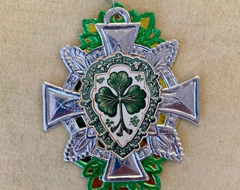 St. Patrick's Day Ornament, St. Patty's, Feather Tree, Clover, Shamrock, Vintage Mercury Glass Beads, Vintage Irish Ephemera, Leprechaun