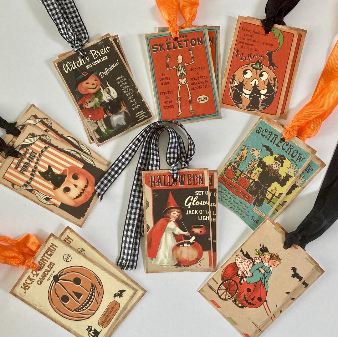 Vintage Inspired Halloween Tags, Gift Tags, Halloween Gift Tags, Place ...
