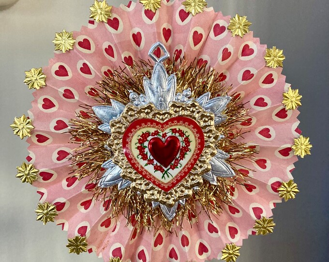 Vintage Inspired Valentine Tree Topper, Ornament, German Dresden ...