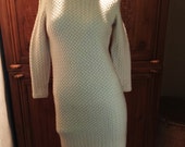 SALE Vintage 60s Mod Glasgo Boho Fair Isle Wool Mohair Sweater Dress Jackie O Cable Knit Fair Isle Fisherman Sweater Wiggle Dress