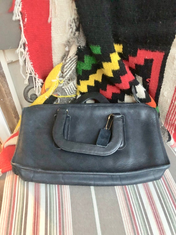 Designer Vtg Bonnie Cashin Coach Sills Blue Leather Square Handbag