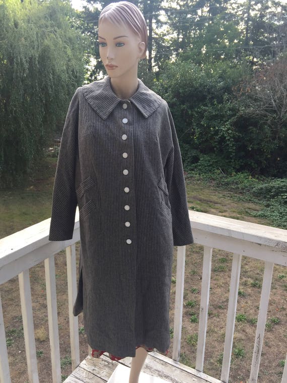 40s 60s Grey Black Jackie O Wool Pinstriped Little