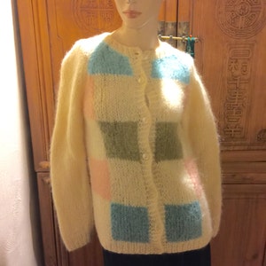VIntage Bohemian Chic Sportica Italian Hand Knit Mohair Wool Cottage Chic Secretary Rockabilly Luxurious Cardigan Wiggle Sweater