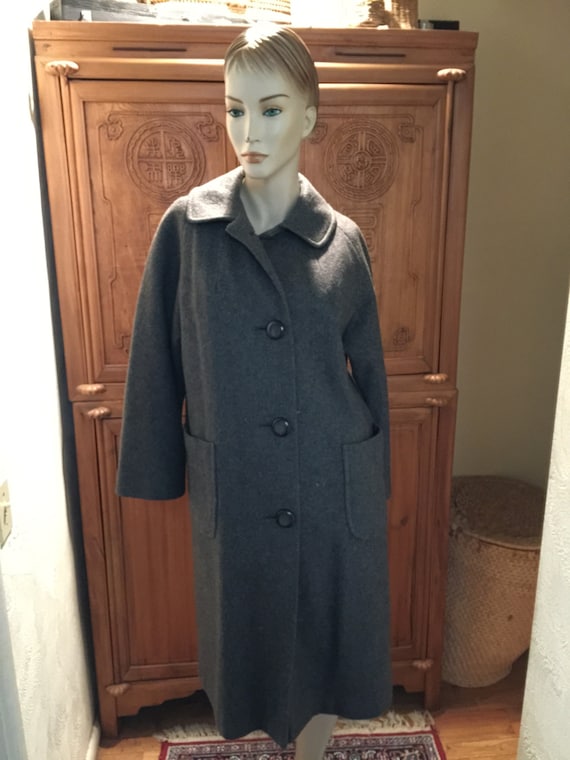 Darted 40s 50s Kitschy Bohemian Chic Wool Gray Coa