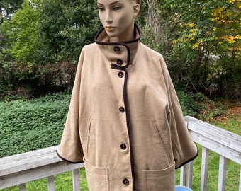 John Rich & Bros Woolrich tan striped lightweight wool coat / Boho Chic