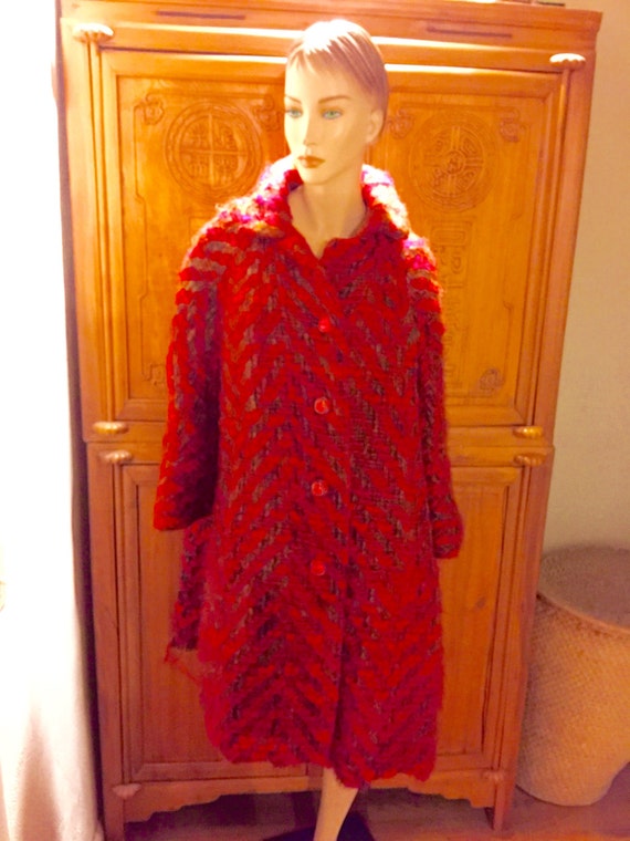 【vintage】 Oversizecoat Mod 60s Black and White Coat and Dress, Mod Set, Retro Set, 70s