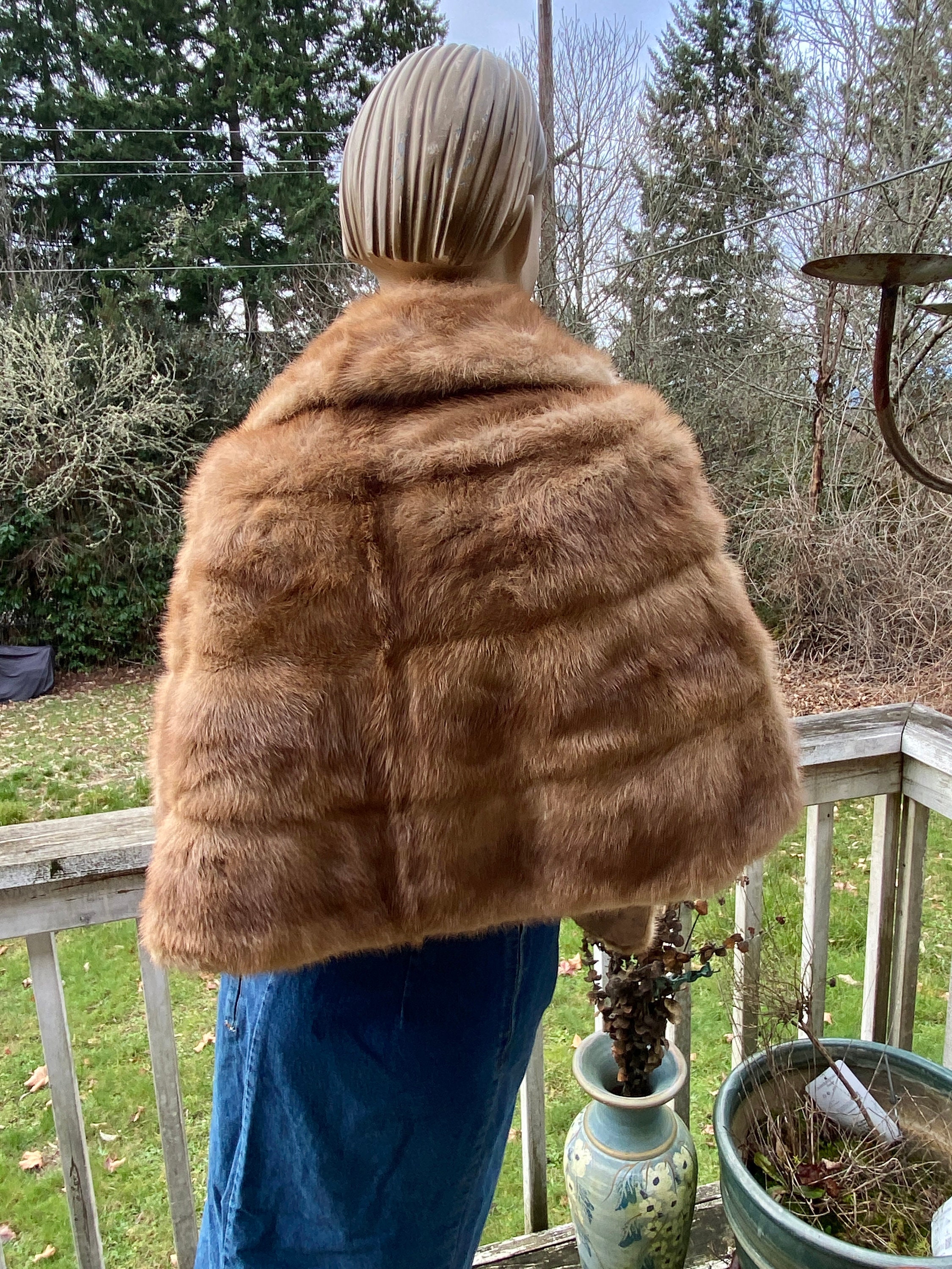 1940s 50s Vintage Bullock Whilsire Mink Fur Shawl Cape Coat 