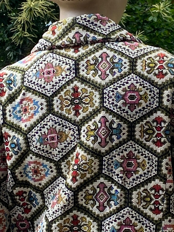 Vintage 60s Carpetbag Textile Textured Pant Coat/… - image 7