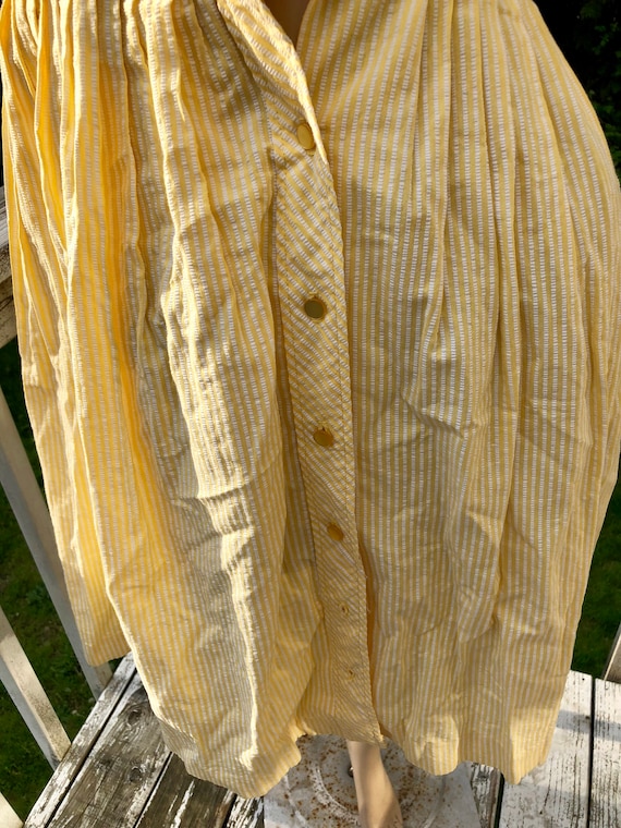 50s Vintage Yellow Striped Cotton Day Party Summe… - image 4