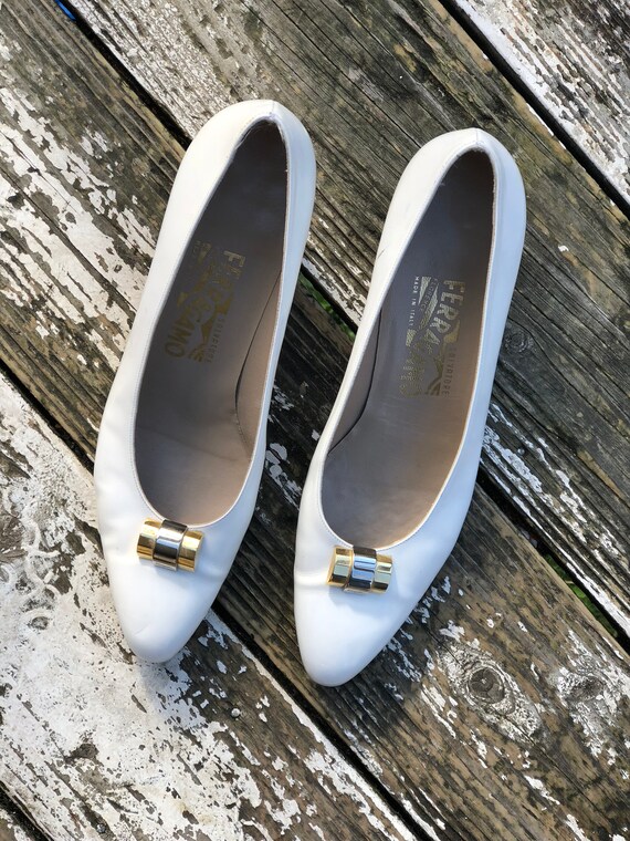 Designer Italian 80s White Leather Salvatore Ferra