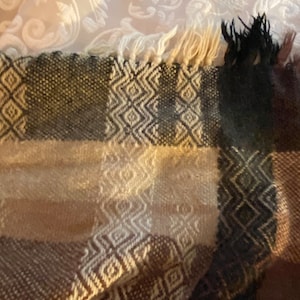 Neutral Vintage Intricately Handcrafted Artisan Hand Woven Bohemian Afghan Blanket /Farmhouse Primitive Wool Throw