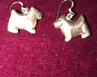 Sterling Silver Dangle Scottie Terrier Boho Dog Earrings