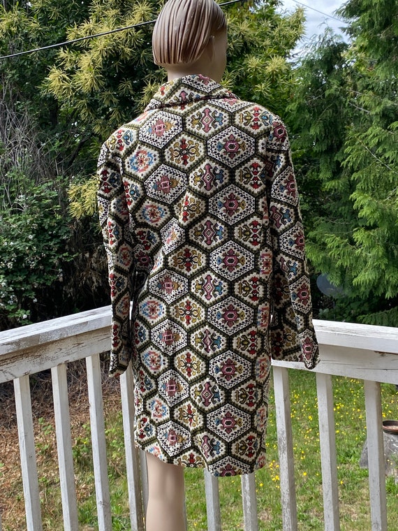 Vintage 60s Carpetbag Textile Textured Pant Coat/… - image 5