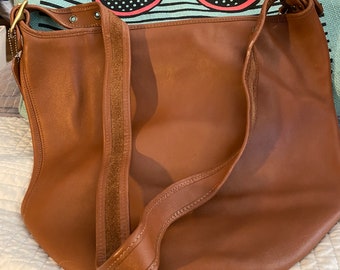 Vintage Brown XL Duffle Leather USA Coach Bonnie Cashin Boho Bucket Shoulder Bag