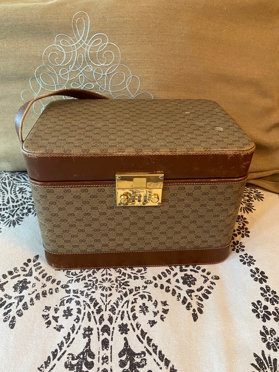 Bohemian Chic Vintage Gucci HTF Brown Travel Cosme