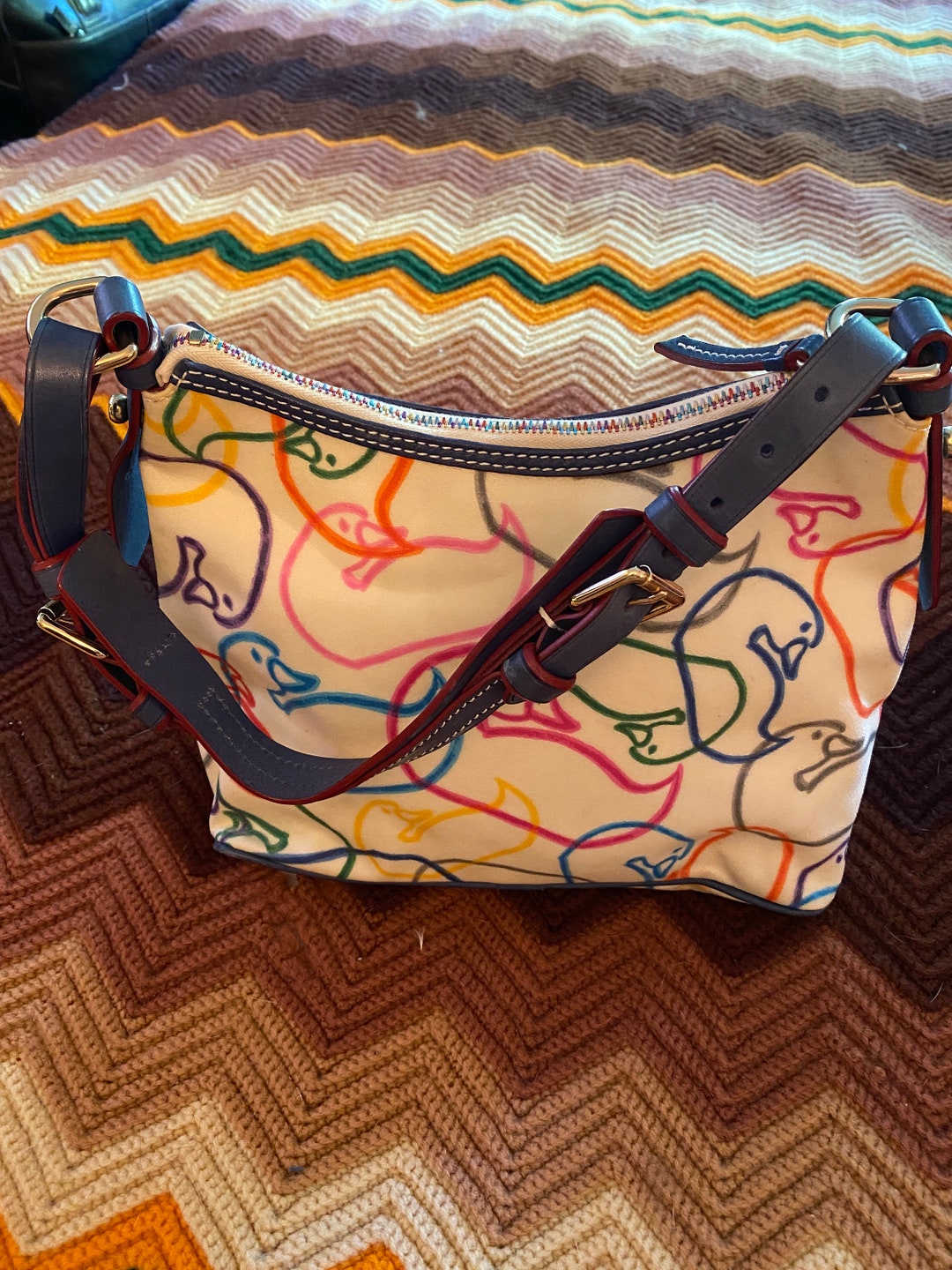 Dooney & Bourke Coated Canvas Scribbled Duck Handbag/ Boho