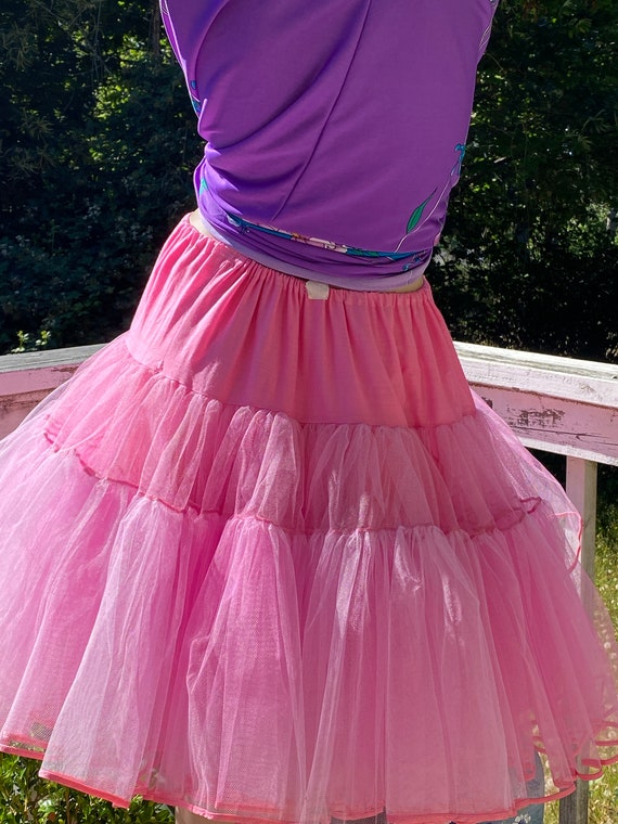 Vintage Hot Pink Tulle Tutu Layered Skirt/ Rockabi