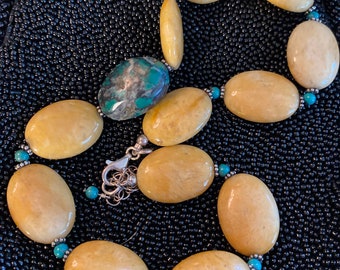 Boho stone choker & bracelet vintage jewelry set