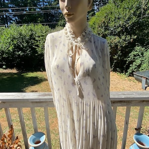 Vintage Denmark Dansk Contemporary Designer Ganni Bohemian Chic Flowing Ruffles Tiny Pleated Dress 38