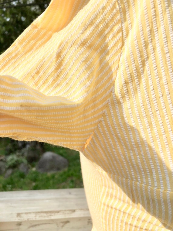 50s Vintage Yellow Striped Cotton Day Party Summe… - image 5