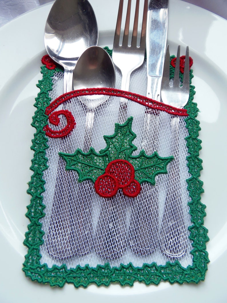 Christmas Silverware Holder In The Hoop Machine Embroidery Etsy