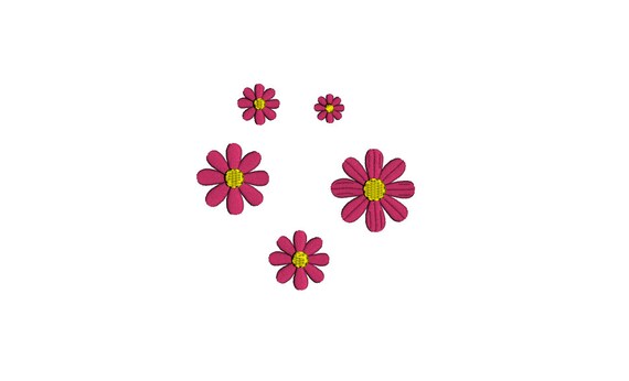 Simple 8 Pétales Marguerite Fleur Motif De Broderie Machine En 5 Tailles Conception De Mini Fleur De Broderie Design De Broderie De Fleurs