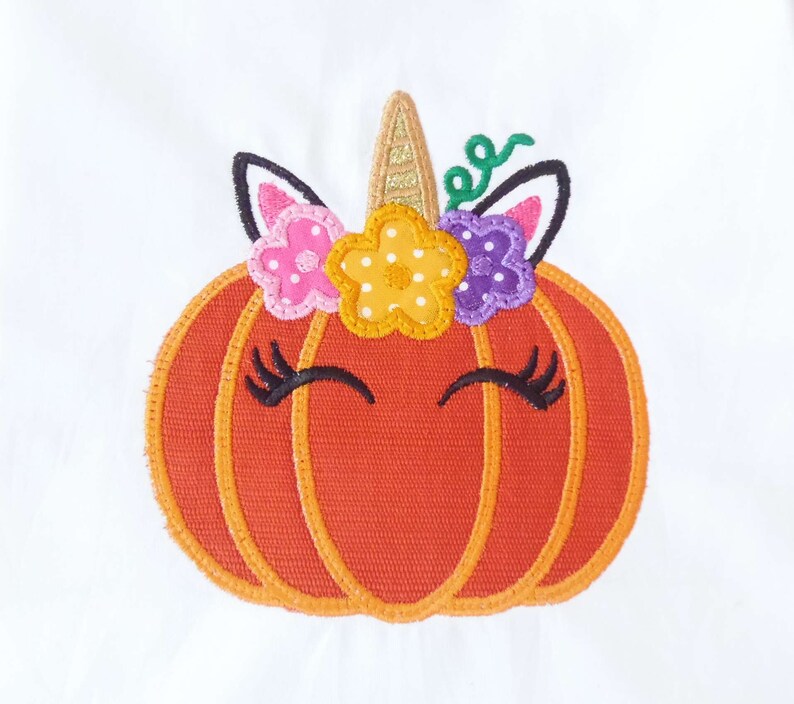 3 Size digital embroidery INSTANT DOWNLOAD Pumpkin unicorn pes embroidery design