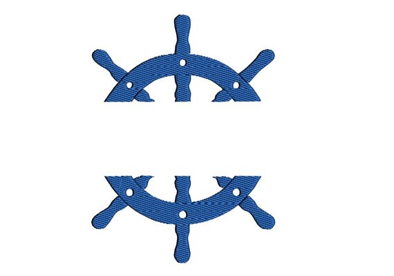 Download Ship's wheel split monogram frame. Nautical embroidery | Etsy