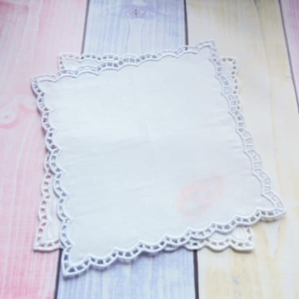 Handkerchief In The Hoop Machine Embroidery Design. Blank Free Standing Lace Handkerchief. Blank DIY hanky. Wedding Embroidery Design