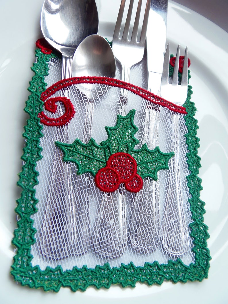 Christmas Silverware Holder In The Hoop Machine Embroidery Etsy