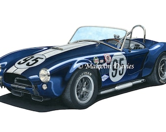 Limited Edition Print (A3 size) of a Shelby AC Cobra USSRC No 95 from an original painting by Malcolm Davies.
