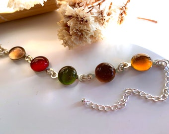 Dainty glass bracelet, stacking crystal bracelet, stone minimal bracelet, delicate bracelet for women, colorful jewelry, gift for girlfriend