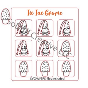 TicTac Gnome Game Digital File, svg, ai, pdf, eps file, tic tac toe, game, diy, Glowforge file, laser file, cnc file, cut