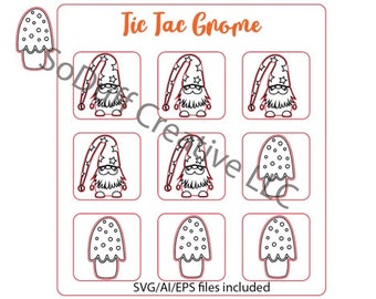 TicTac Gnome Game Digital File, svg, ai, pdf, eps file, tic tac toe, game, diy, Glowforge file, laser file, cnc file, cut