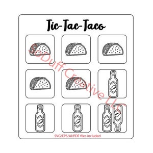 TicTac Taco Game Digital File, svg, ai, pdf, eps file, tic tac toe, game, diy, Glowforge file, laser file, cnc file, cut