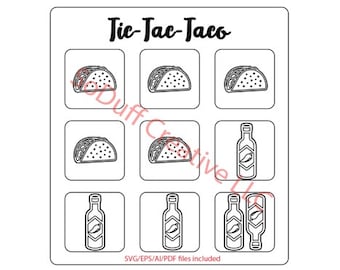 TicTac Taco Game Digital File, svg, ai, pdf, eps file, tic tac toe, game, diy, Glowforge file, laser file, cnc file, cut