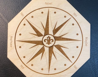 Pendulum Dowsing Board | Compass Rose Witch Tools | Metaphysical Gift | Wooden Pendulum Board for Divination & Altar Decor