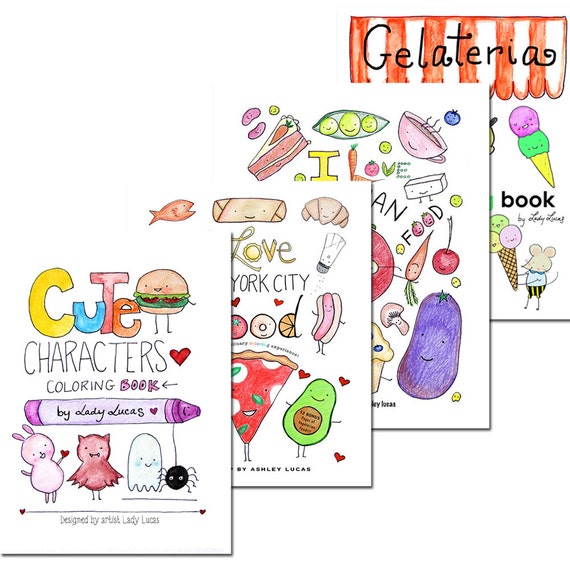 Download Kawaii Explosion Coloring Book Kit 4 Adorable Coloring Books Etsy