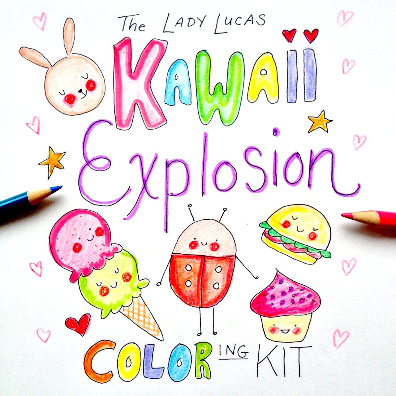 Download Kawaii Explosion Coloring Book Kit 4 Adorable Coloring Books Etsy