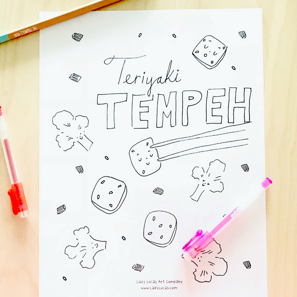 Vegan Foods Coloring Book Instant Download PDF Over 20 Pages of Kawaii