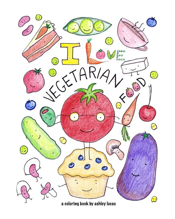 Download Vegetarian Coloring Book For Adults Or Kids I Love Etsy