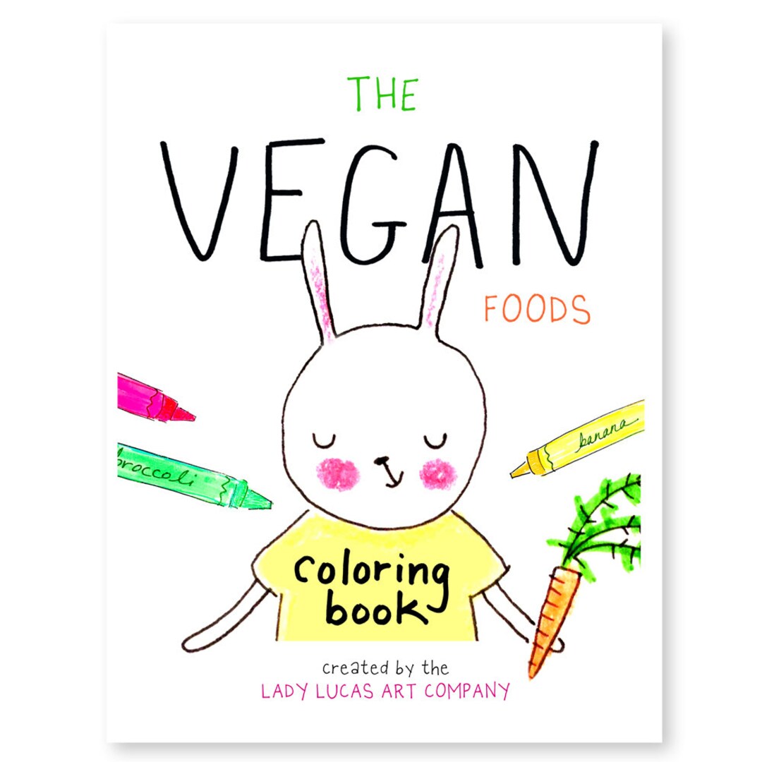 Vegan Foods Coloring Book Instant Download PDF Over 20 Pages of Kawaii