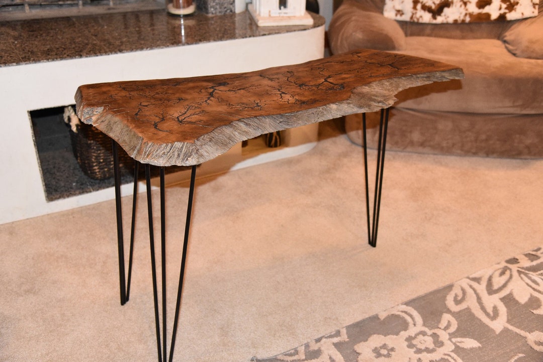 Live Edge Oak Accent Table Etsy