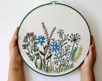 Hand embroidery hoop art with flowers